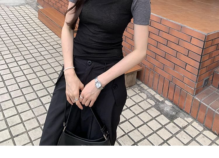 Hooded Two-Tone Short Sleeve T-Shirt