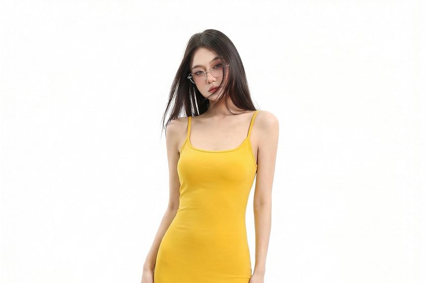 Spaghetti Strap Plain Midi Mermaid Dress