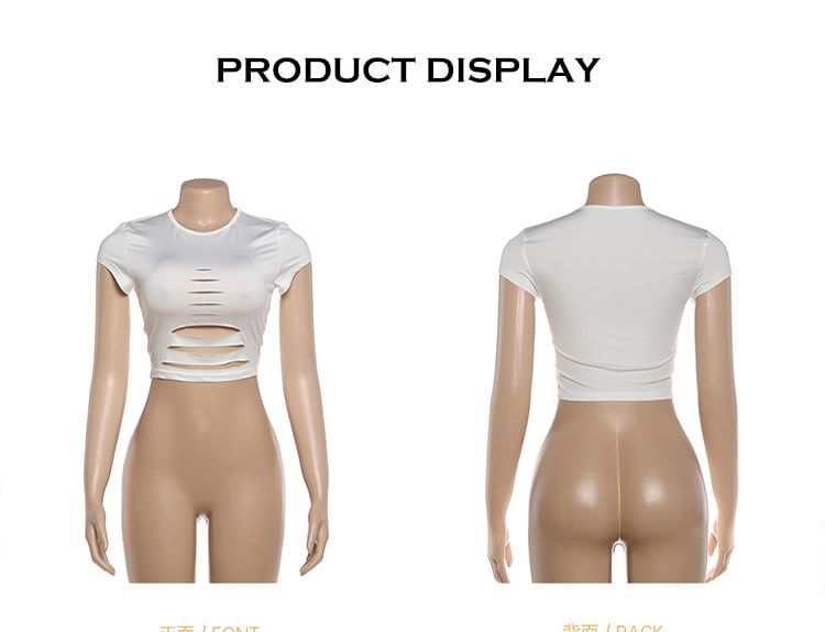 Cutout Cropped Round Neck Short Sleeve Tee