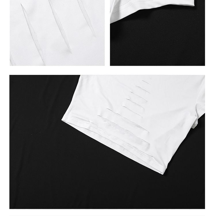 Cutout Cropped Round Neck Short Sleeve Tee