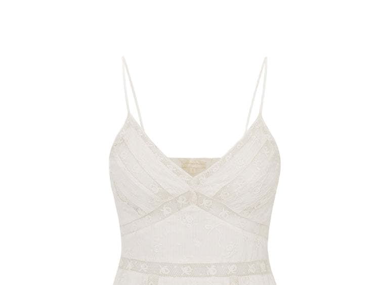 Spaghetti Strap V-Neck Panel Lace Mini A-Line Dress