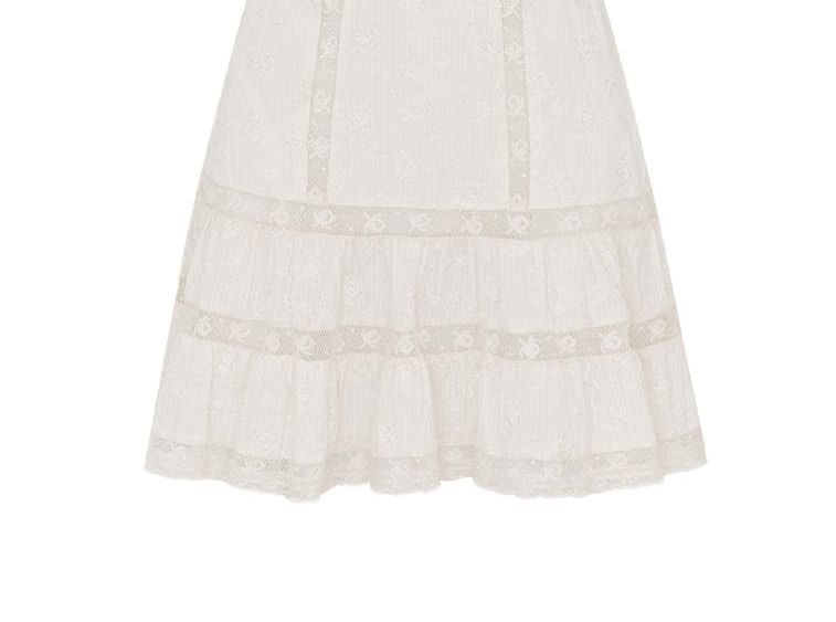Spaghetti Strap V-Neck Panel Lace Mini A-Line Dress