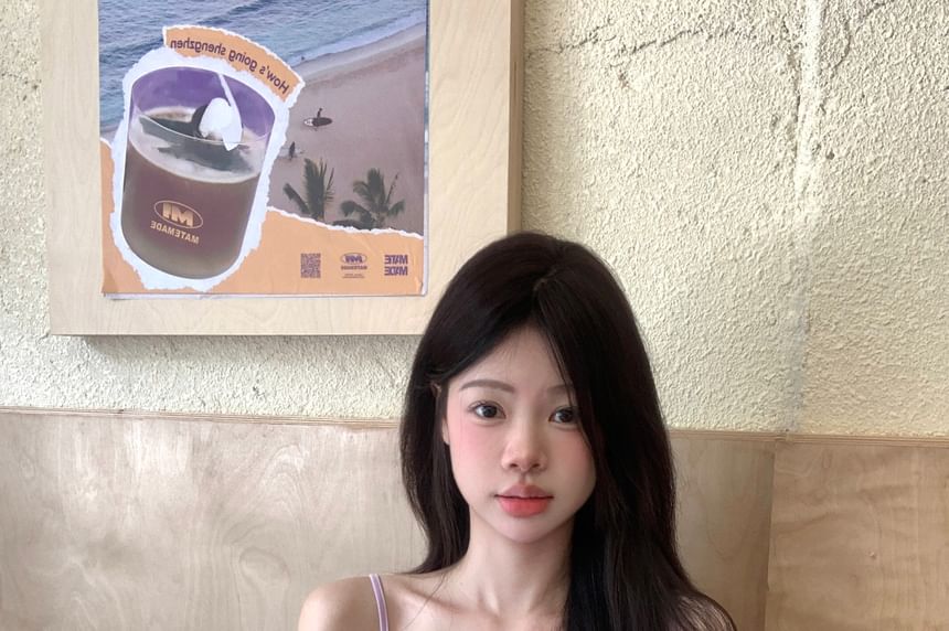 Long-Sleeve Off Shoulder Plain Drawstring T-Shirt / Spaghetti Strap Plain Midi A-Line Dress