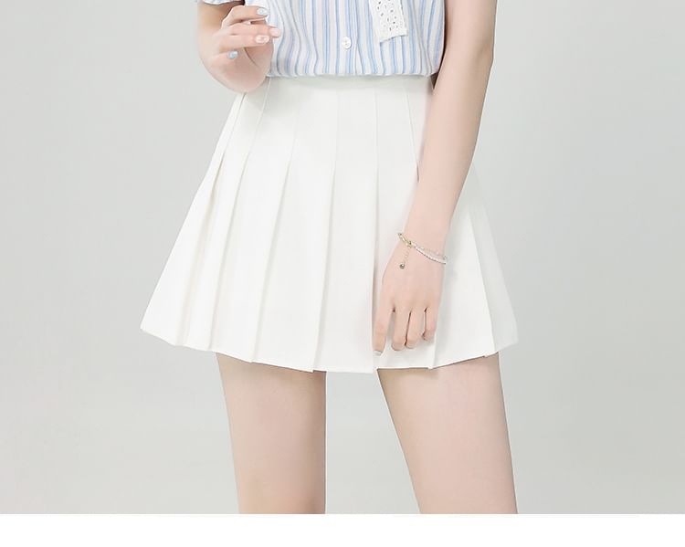 Puff-Sleeve Tie-Neck Shadow Stripe Lace Trim Shirt