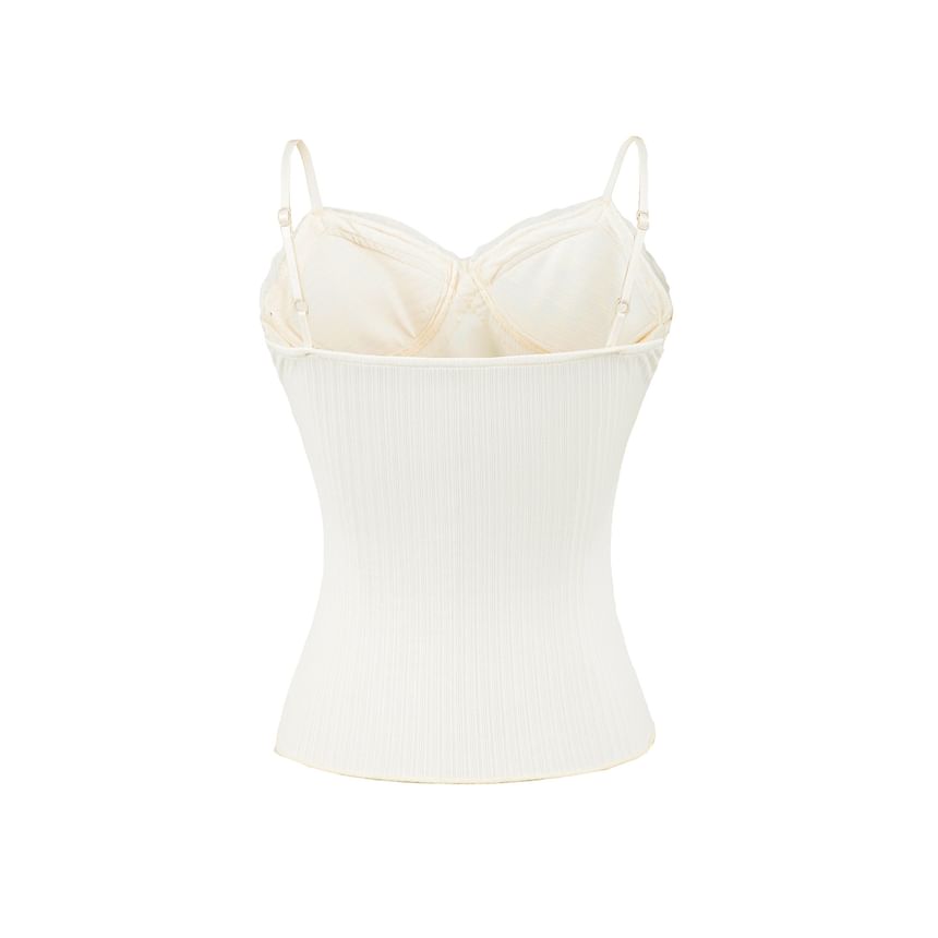 V-Neck Plain Lace Trim Camisole Top