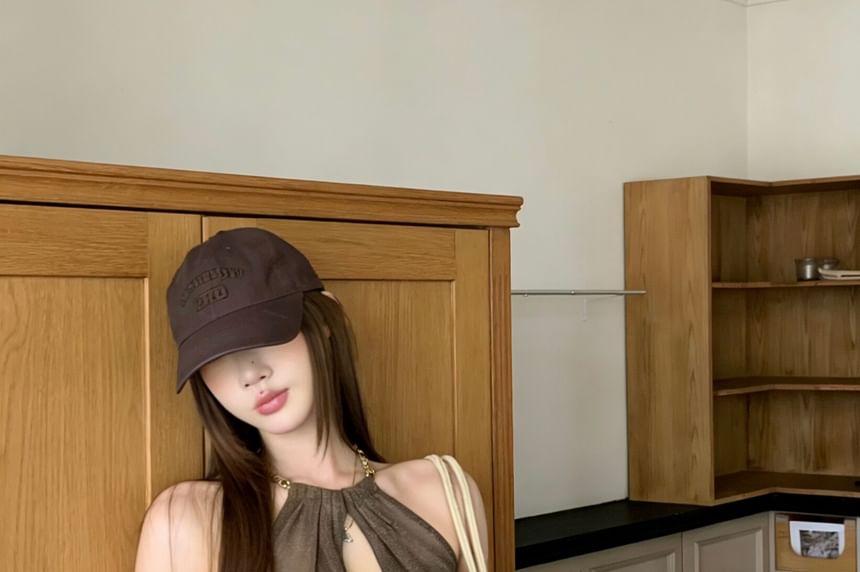 Sheer Insert Halter Neck Top