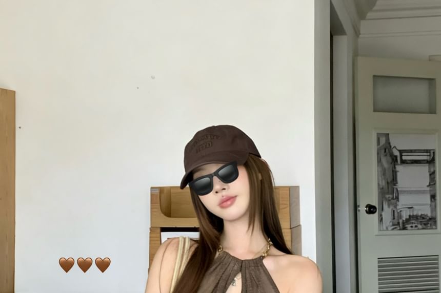 Sheer Insert Halter Neck Top