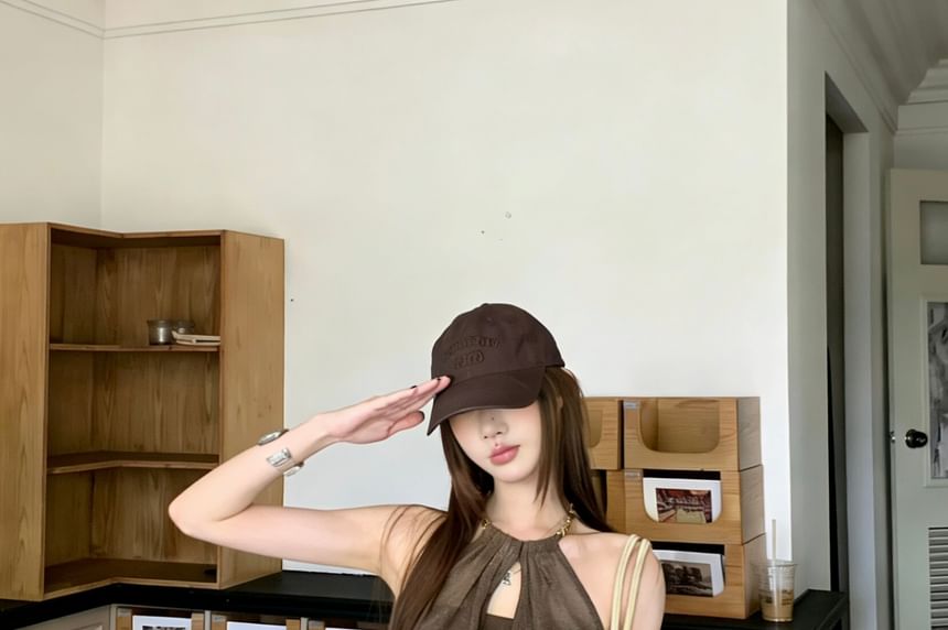 Sheer Insert Halter Neck Top