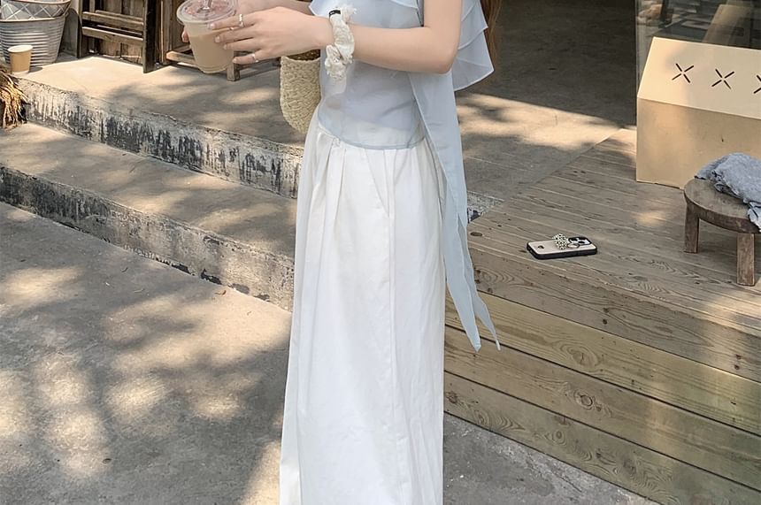 Ruffle-Trimmed One-Shoulder Sleeveless Top