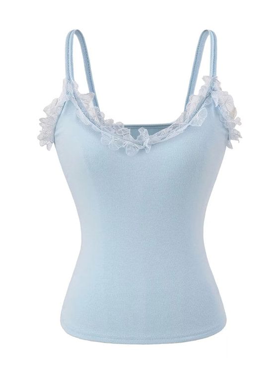 Plain Lace Trim Camisole Top