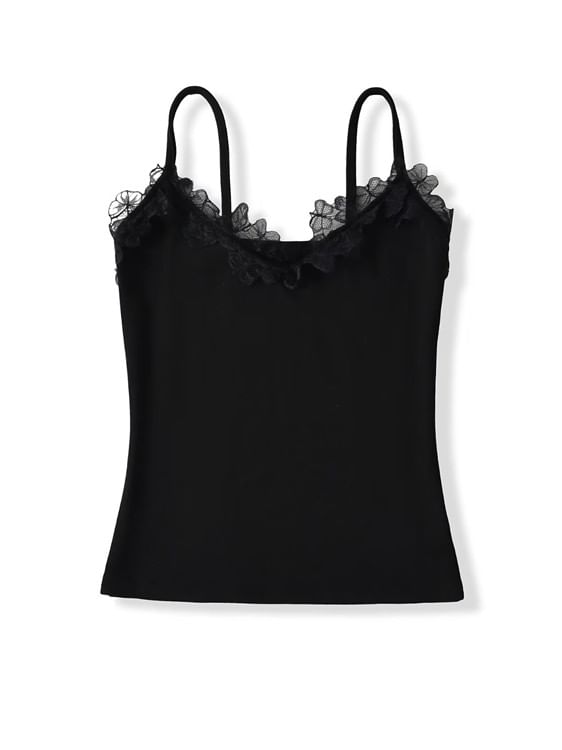 Plain Lace Trim Camisole Top