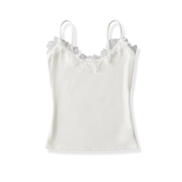 Plain Lace Trim Camisole Top