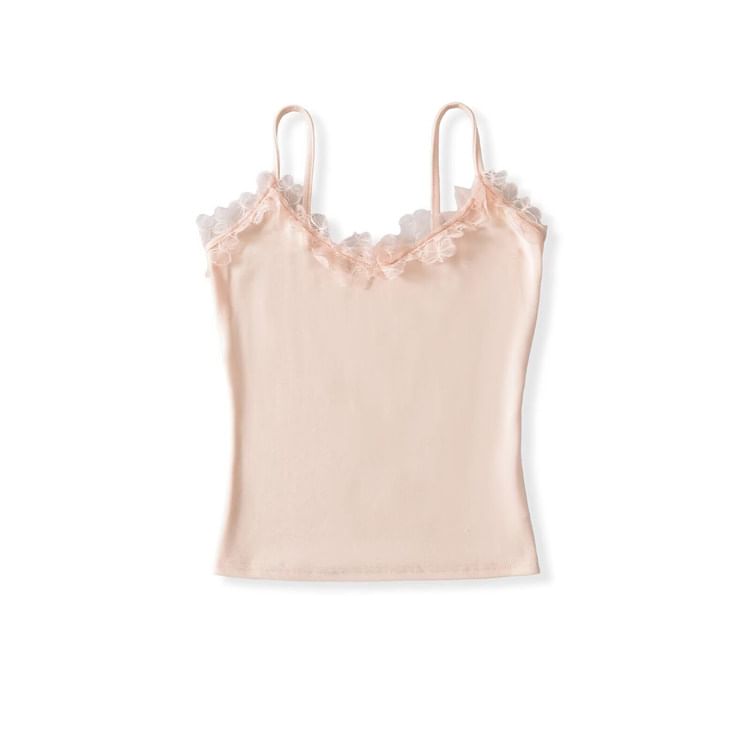 Plain Lace Trim Camisole Top