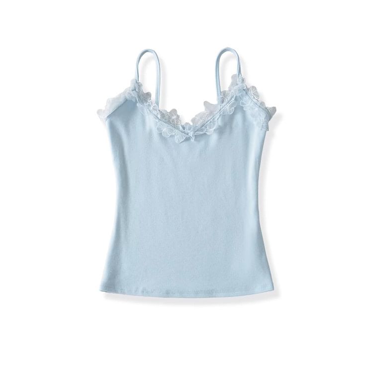 Plain Lace Trim Camisole Top
