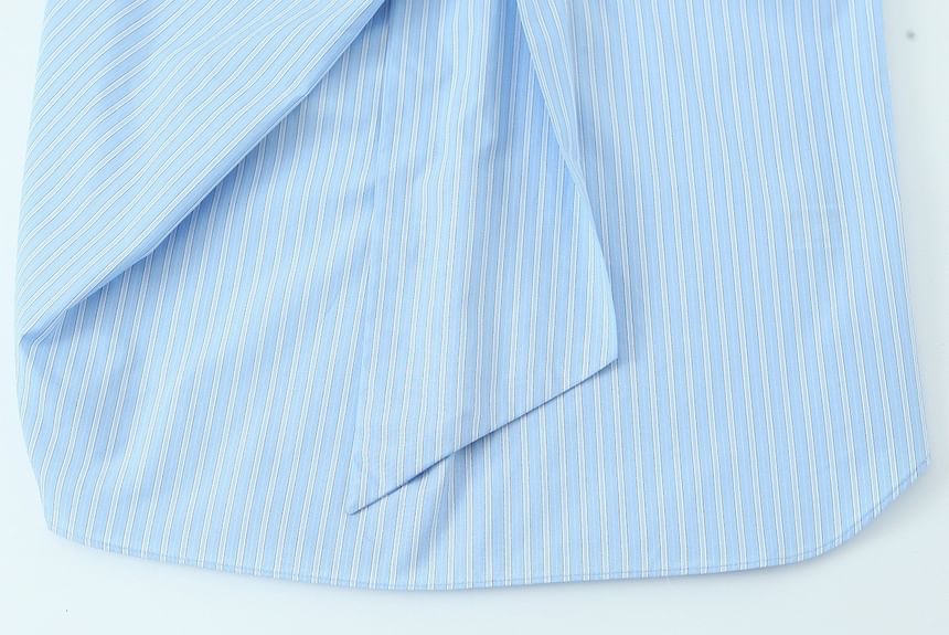 Sleeveless Tie Neck Striped Blouse