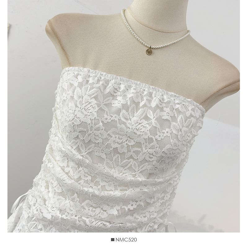 Plain Ruched Lace Tube Top