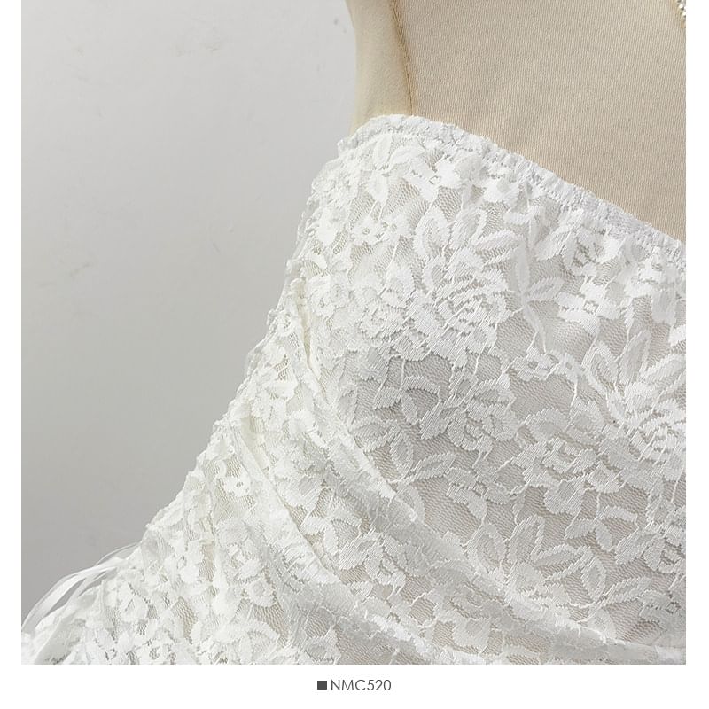 Plain Ruched Lace Tube Top