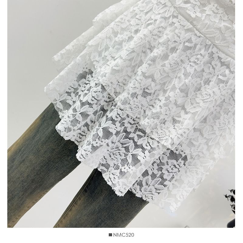 Plain Ruched Lace Tube Top