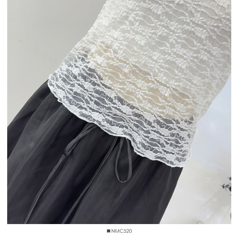 Short Sleeve Round Neck Plain Lace Top