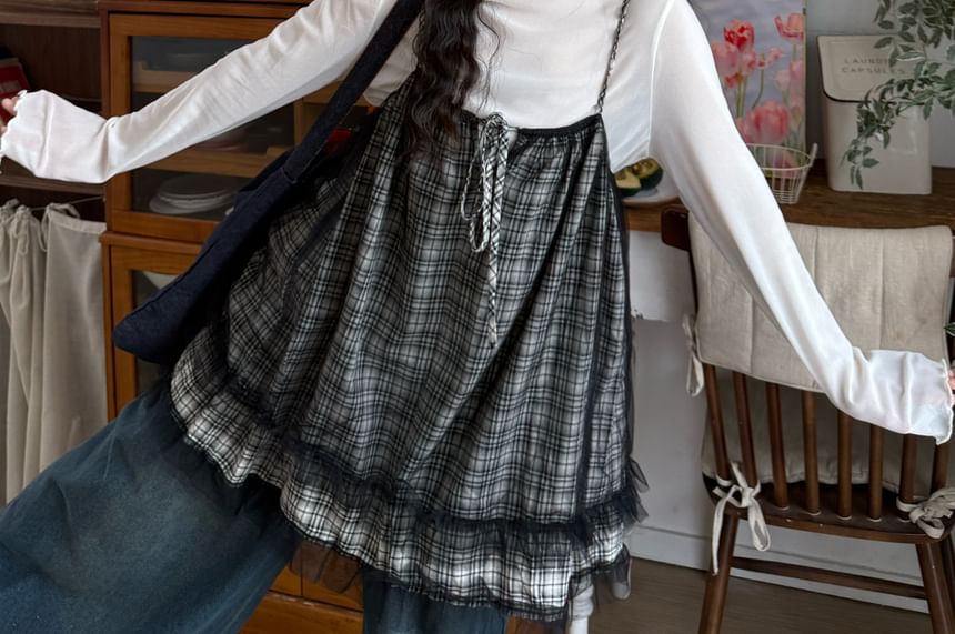 Tartan Pattern Camisole Blouse