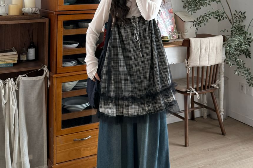 Tartan Pattern Camisole Blouse