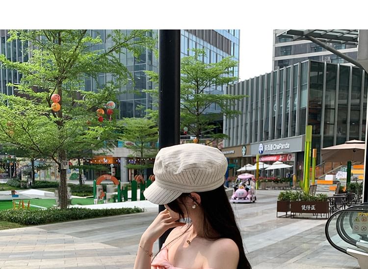 Off-Shoulder Ruched Button Sleeveless Top
