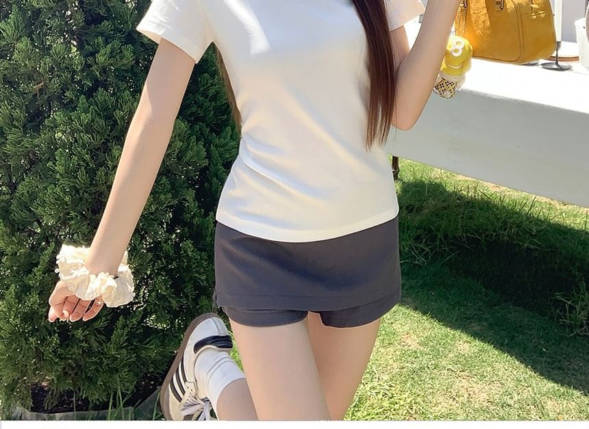 Crew Neck Short Sleeve Basic Tee