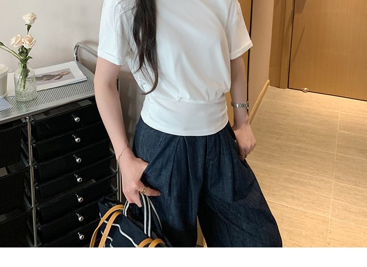 One-Shoulder Short Sleeve Basic Tee