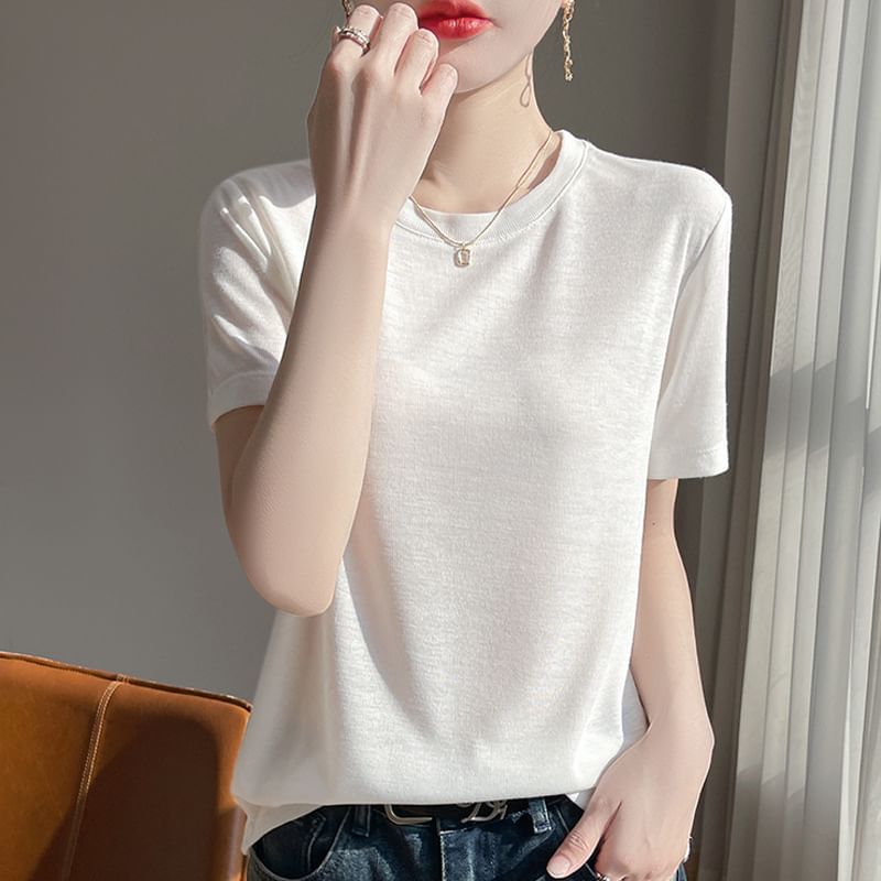 Crew Neck Basic Short Sleeve Tee
