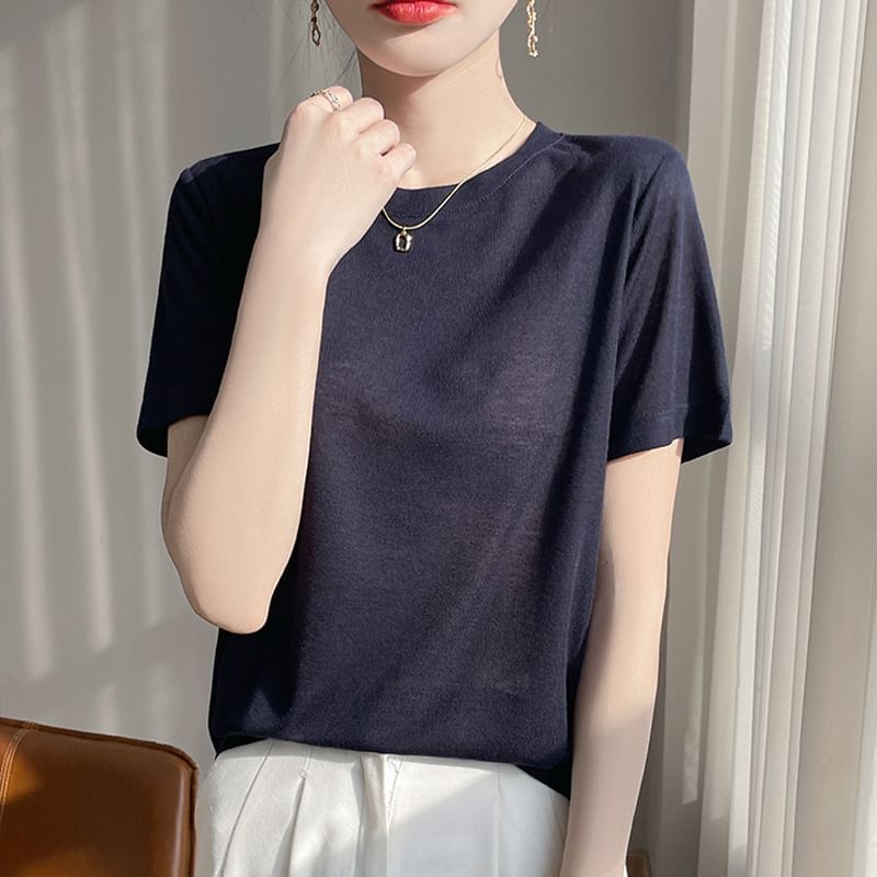 Crew Neck Basic Short Sleeve Tee