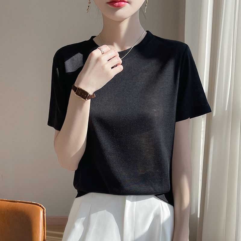 Crew Neck Basic Short Sleeve Tee
