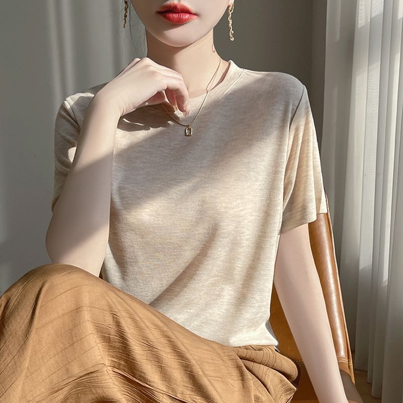 Crew Neck Basic Short Sleeve Tee
