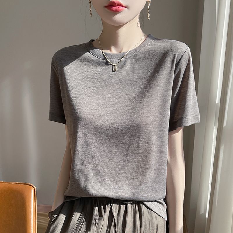 Crew Neck Basic Short Sleeve Tee