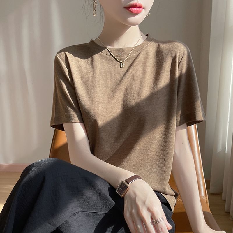 Crew Neck Basic Short Sleeve Tee