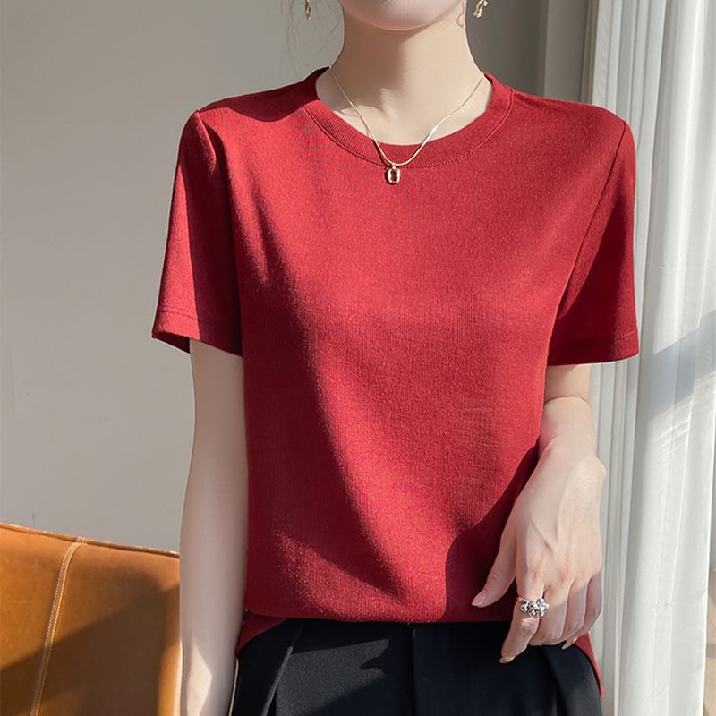 Crew Neck Basic Short Sleeve Tee