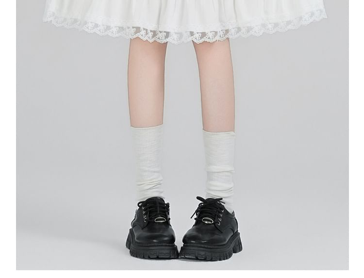 High Waist Plain Ruffle Tiered Panel Lace Midi A-Line Skirt
