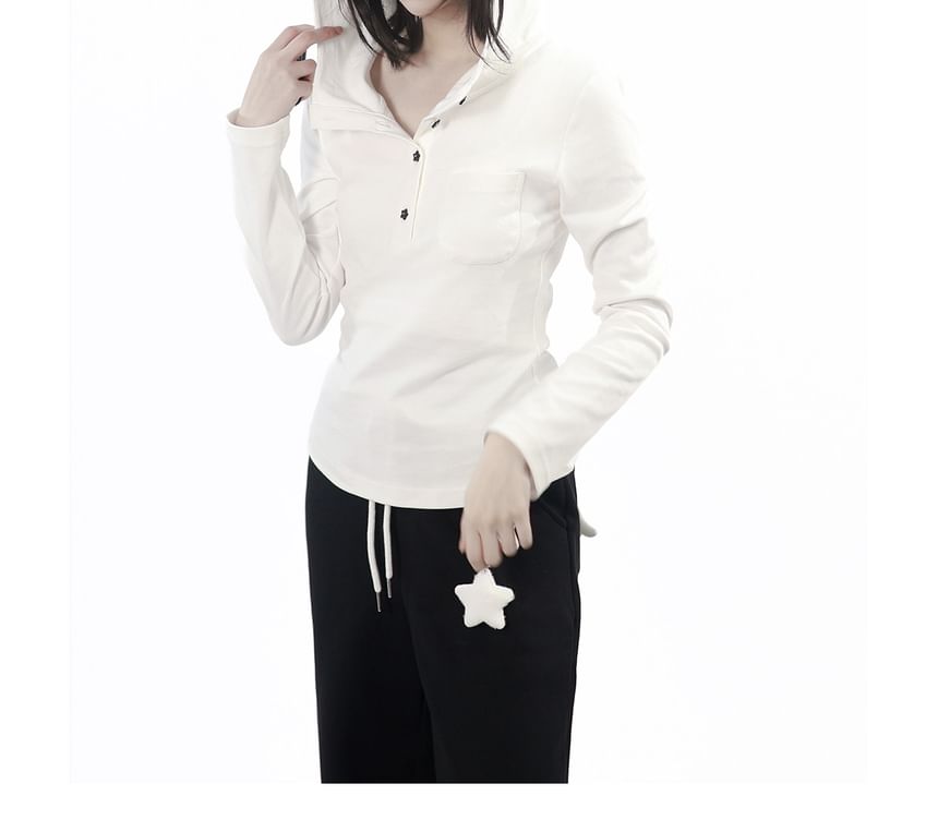 Hooded Henley Long Sleeve Tee