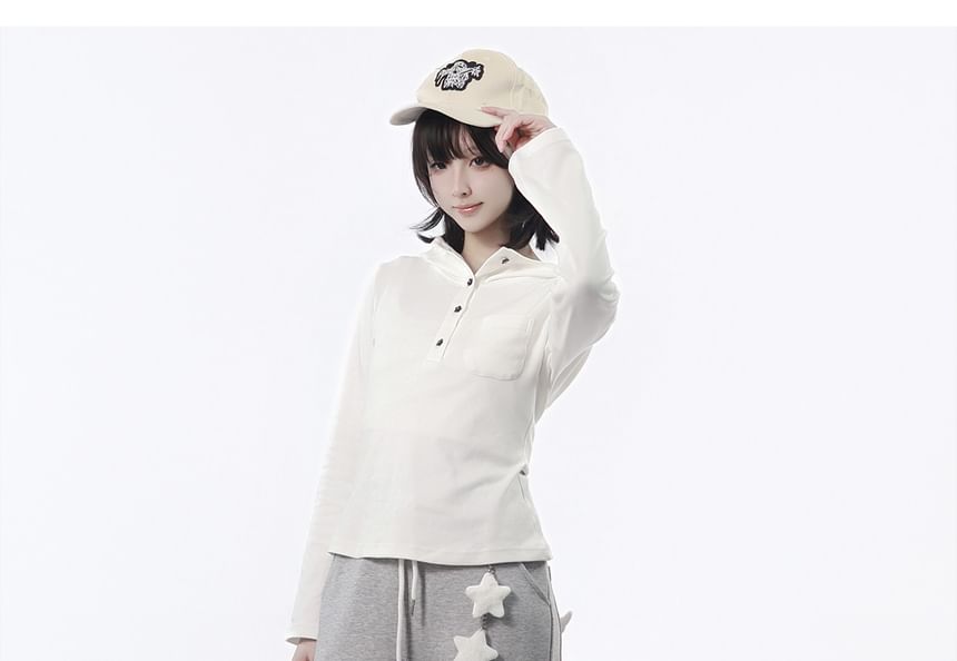 Hooded Henley Long Sleeve Tee