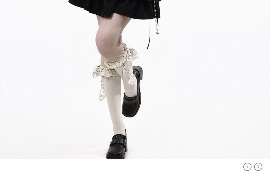 Plaid Collared Long Sleeve Shirt / Ruffled Crop Cardigan / Mini Skirt