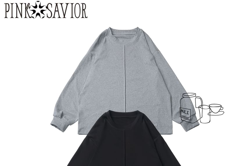 Elbow Sleeve Crew Neck Panel Tee / Long Sleeve Crew Neck Tee