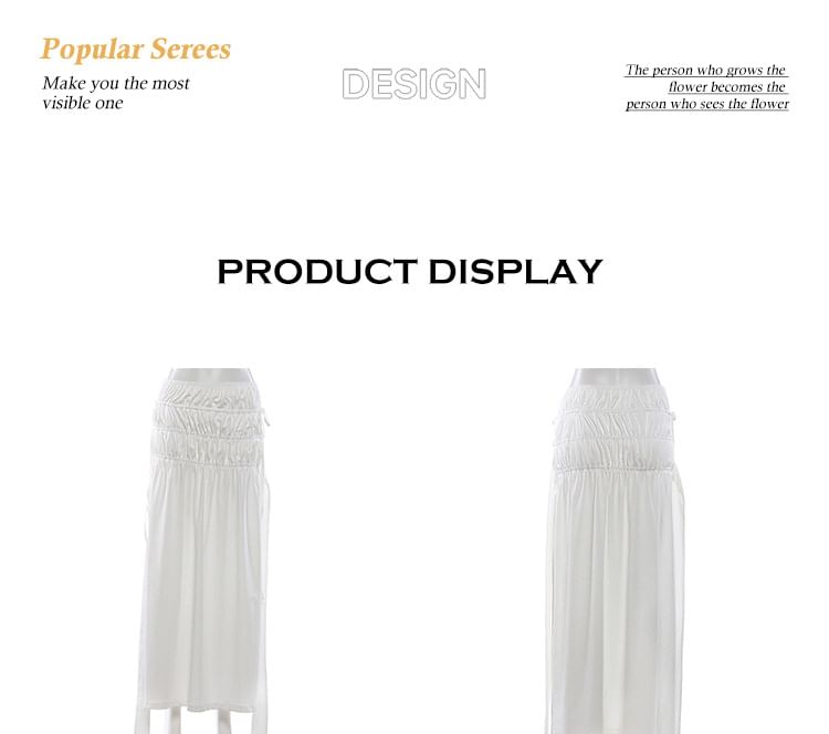Short-Sleeve Off Shoulder Plain Lace Bustier Top / Mid Rise Maxi A-Line Skirt