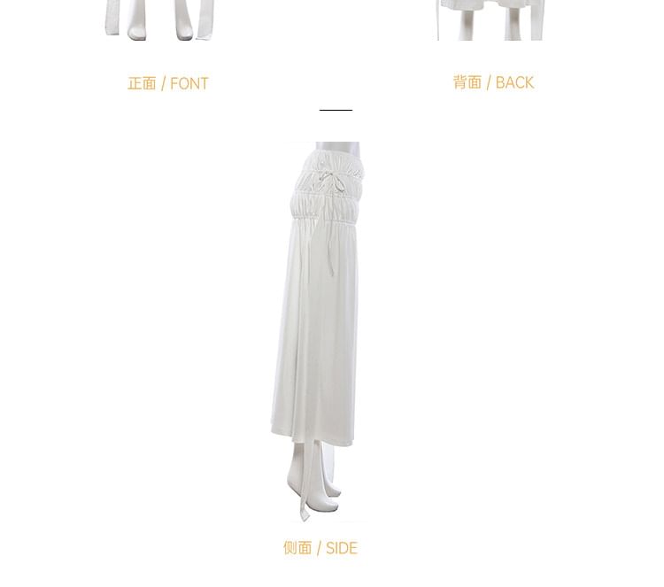 Short-Sleeve Off Shoulder Plain Lace Bustier Top / Mid Rise Maxi A-Line Skirt