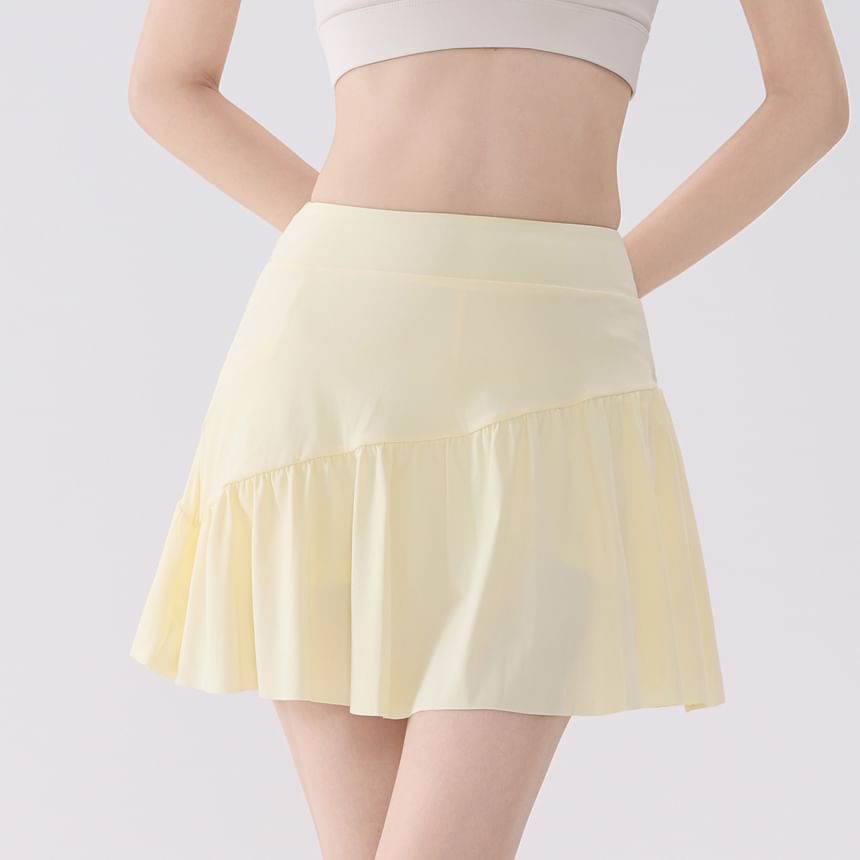 Mid Rise Plain Sport Mini A-Line Skirt