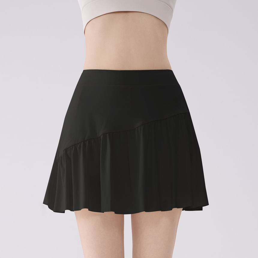 Mid Rise Plain Sport Mini A-Line Skirt