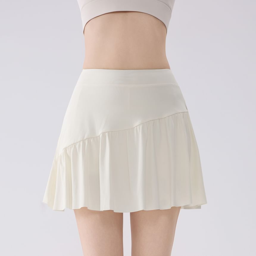 Mid Rise Plain Sport Mini A-Line Skirt
