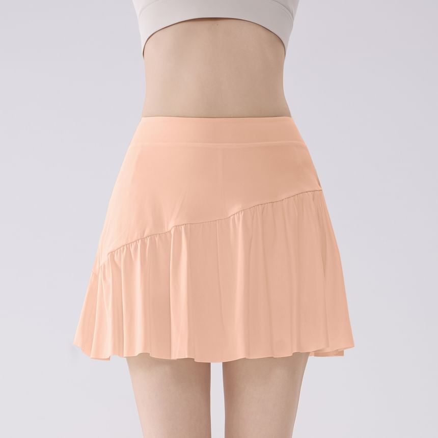 Mid Rise Plain Sport Mini A-Line Skirt