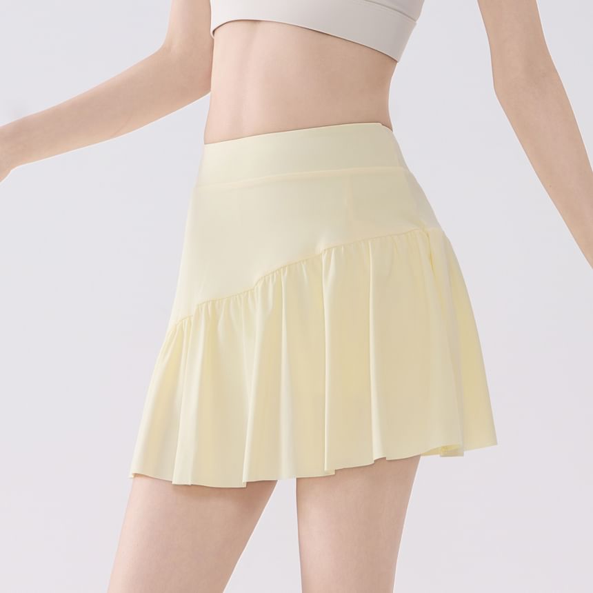 Mid Rise Plain Sport Mini A-Line Skirt