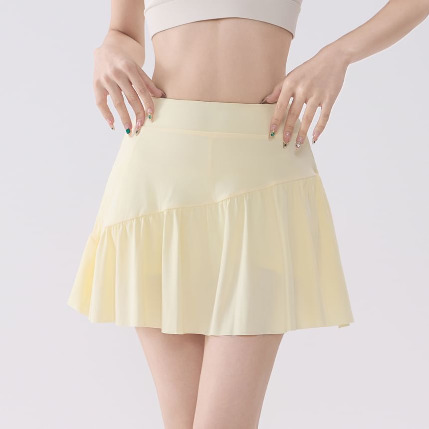 Mid Rise Plain Sport Mini A-Line Skirt