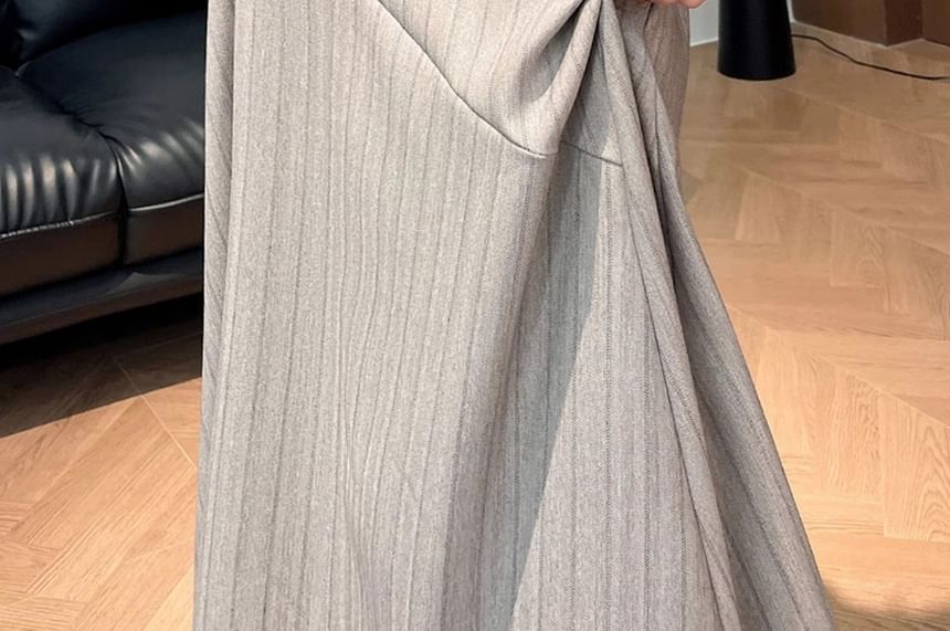 High Waist Striped Midi A-Line Skirt