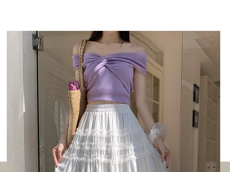 High Waist Plain Ruffle Maxi A-Line Skirt